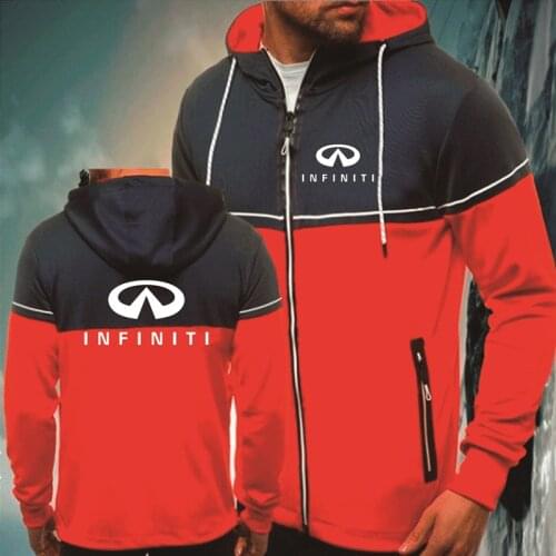 Spring Autumn Mens Zip Jacket Infiniti Car Logo Printing Casual Cotton Splicing Mens Jacket High Quality Mens clothes