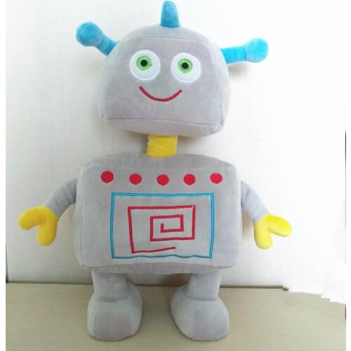 Stuffed Grey Robot Toy 34cm Soft Velboa 100% Polyester Embroidered Cute Plush Toy Baby Stuffed Toy Childrens Birthday Gifts
