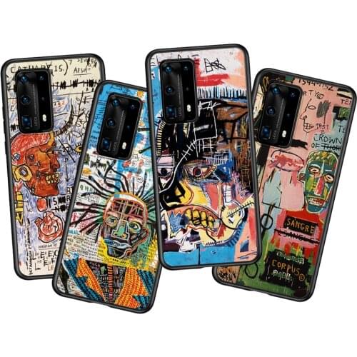 Jean Michel Basquiat Art Graffiti For Huawei P40 P30 P20 Pro P10 P9 P8 Lite RU E Mini Plus 2019 2017 Black Soft Phone Case