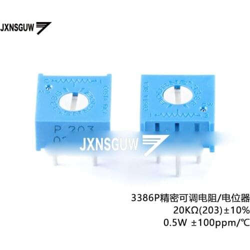 10PCS 3386P-1 1K 2K 5K 10K 20K 50K 100K 10% 100ppm 3386 potentiometer precision adjustable resistance 102 202 502 103 203 503