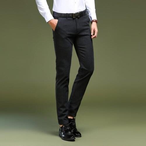 Sanded casual pants for young men, non-iron comfortable cotton business casual pants for middle-aged straight mens pants