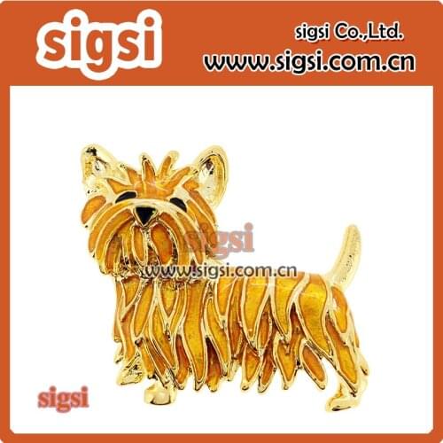 Alloy Cute golden enamel Lion Dog Brooches for Women Broach Hats Scarf Clips breastpin Jewelrys
