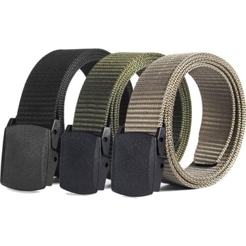 Plastic buckle tactical canvas belt nylon outdoor military training non-metal security belt
