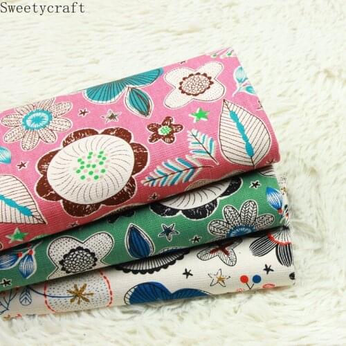 110x45cm Thick 100% Cotton Fabric Flower Print Cloth Sewing Dress Quilting Fabrics Patchwork Needlework DIY Handmade Material