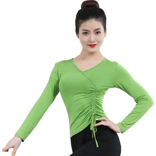 Latin Top Women Latin Belly Dance Basic Top Girl Dancewear Sexy Ballroom Samba Tango Flamengo Dancing Practice T-shirt Costume