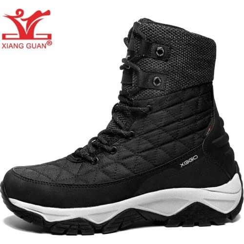 XIANG GUAN Hiking Boots Men Women Waterproof Mountain Shoes Winter Warm Plush Lining Black White Outdoor for Climbing Trekking 8