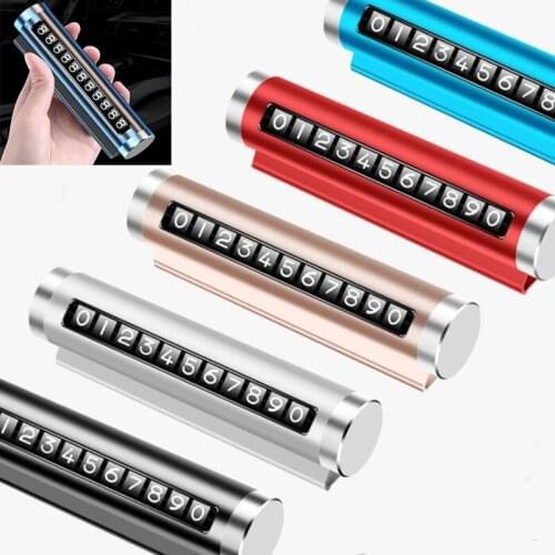 Universal Metal Car Temporary Parking Card Rotate Phone Number Plate Aluminum Sticker Air Freshener Car-styling Auto Accessories