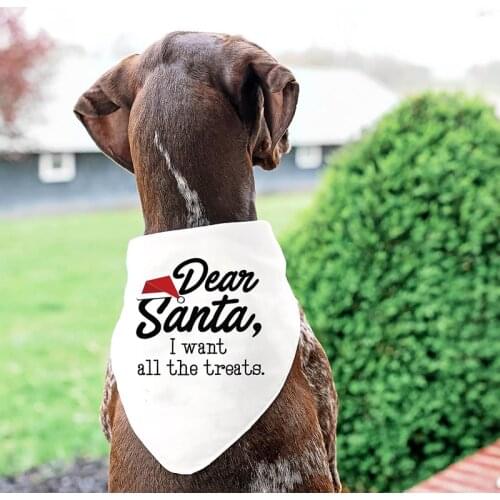 Dear Santa I Want All The Treats pet dog Bandana Merry Christmas eve party Xmas Holiday decoration gift present Photo props