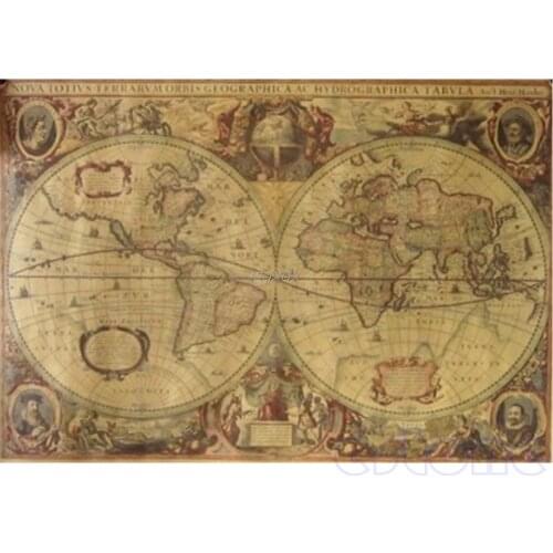 71x50cm Vintage Globe Old World Map Matte Brown Paper Poster Home Wall Decor Drop ship Dropshipping