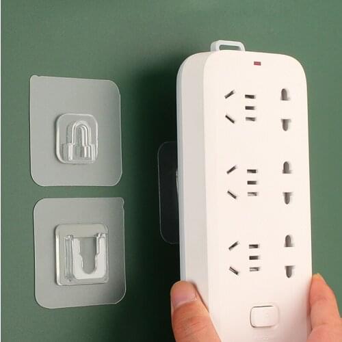 Waterproof Reusable Double Sided Wall Adhesive Hook Paste Plug Socket Holder Cable Storage Plug Fixing Organize Seamles hooks