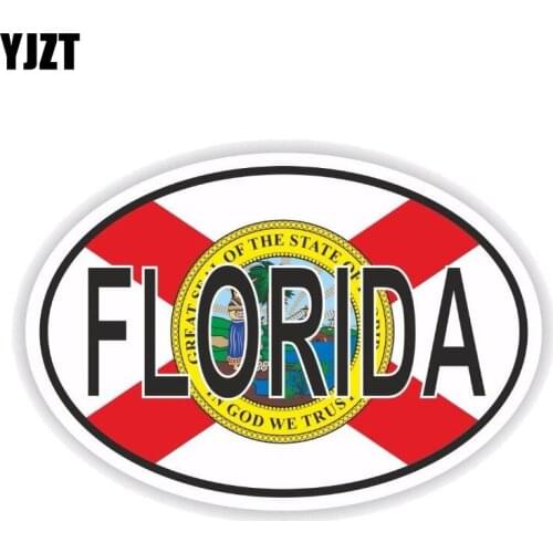 YJZT 10CM*6.8CM Funny Florida Country Code Decal Oval Car Sticker PVC 6-0345