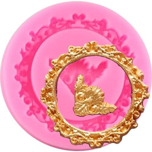 Round Mirror Frame Silicone Mold Fondant Cake Decorating Tools Cupcake Topper Molds Chocolate Gumpaste Mould Candy Resin Mould