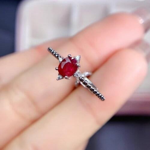 Fashion cute Hemp flowers S925 silver natural red ruby gem ring natural gemstone ring woman girl weddings gift jewelry
