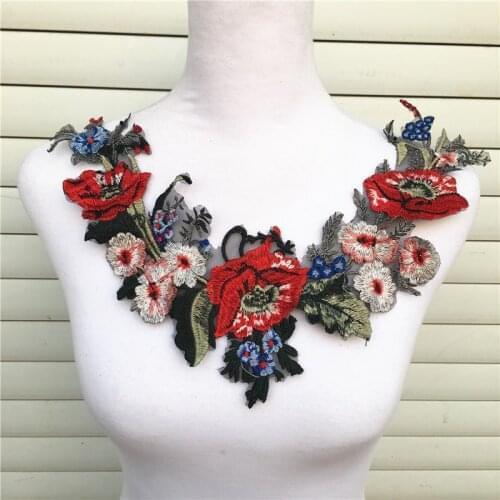 1Pcs New Colorful Craft Collar Flower Venise Floral Embroidered Applique Trim Dicorated Lace Neckline Collar Sewing Accessories