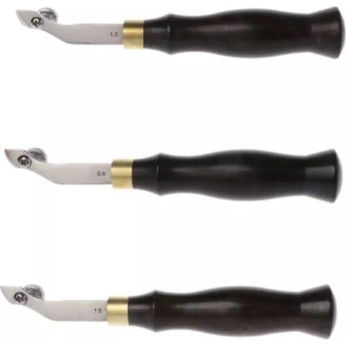 1 Piece 0.5/1.2/1.5mm Adjustable Stainless Steel Creaser Press Sideline Edge Ebony Handle Leather Craft DIY Tool