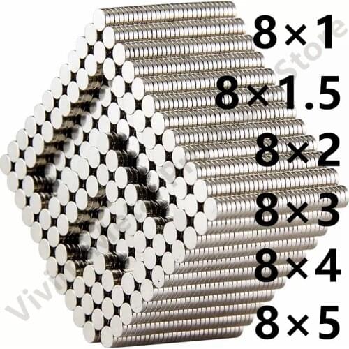 10 20 50PCS/Lot 8X1 8x1.5 8×2 8x3 8x4 8x5mm Magnet Hot Small Round Magnet Strong Magnets Rare Earth Neodymium Magnet