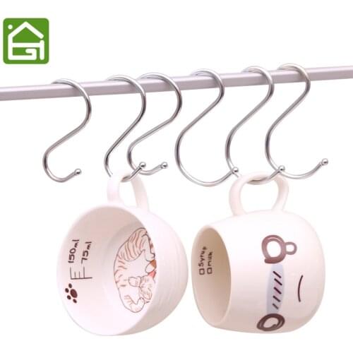 10pcs Stainless Steel S Shaped Hooks House Kitchen Round Pot Pan Hanger Clothes Storage Rack Tool