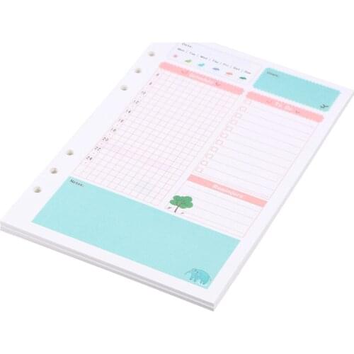 2pcs Colorful A5 Size 6 Holes Loose Leaf Paper Filler Paper Refills for Spiral Notebook Daily Planner Notepad (Daily Plan Patter