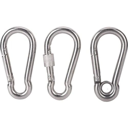 304 stainless steel spring hook keychain multi-size sports climbing yoga hammock swing with nut lock