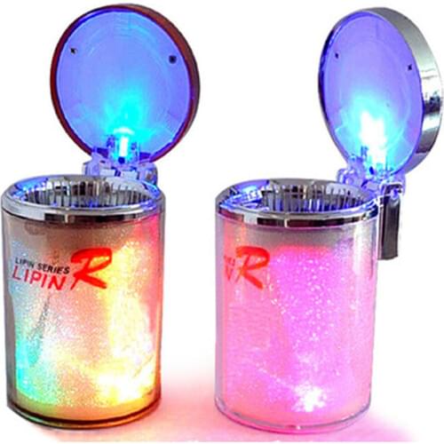 Car Ashtray with LED Light Cigarette Smoke Travel Remover Ash Cylinder Car Smokeless Smoke Cup Holder Storage Auto Accessories