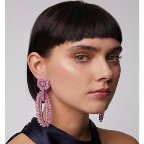 Baroque fashion faceted crystal silk long earrings boho charm jewelry 2020 new earrings for women statement oorbellen Christmas