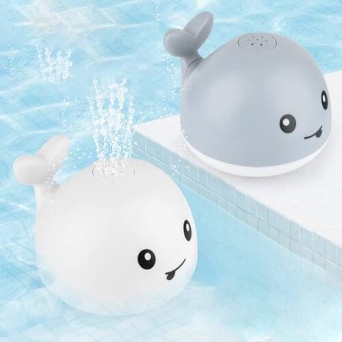 Baby Play Bath Water Toys Electric Induction Water Spray Whale with Light Music Bathroom Interactive Water Spray Beach Toy
