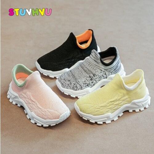 Childrens Socks Shoes Casual Sneakers Spring and Autumn New Kids Sneakers Boys Running Shoes Mesh Girls Knitted Breathable Shoe