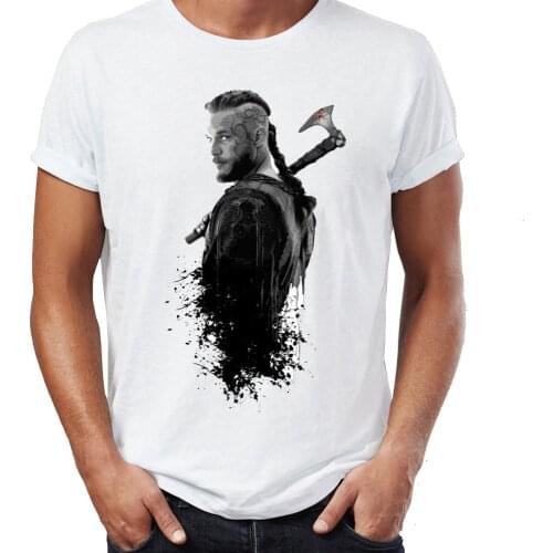 Mens T Shirt Vikings Ragnar Lothbrok Warrior King Badass Awesome Tee