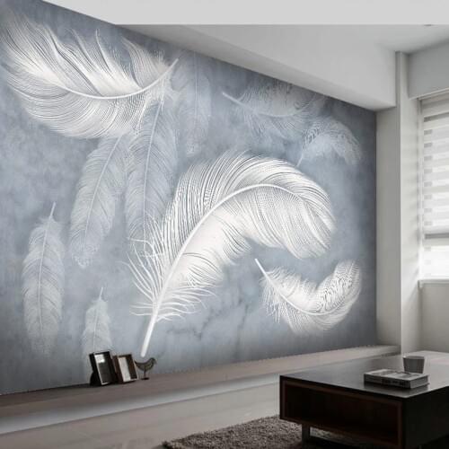 Custom 3D Hand Painted Feather Photo Wallpaper Modern Fashion Creative Living Room Bedroom Wall Art Mural Wallpapers Home Decor