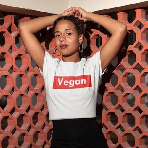 Vegan Letter Print T-shirt High Quality Summer Short Sleeve Organic Vegetarian Tshirt Casual Women Hipster Graphic Tee Shirt Top