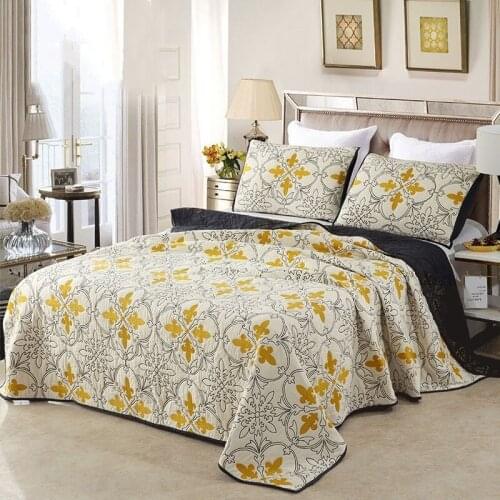 Cotton Bedspread on the Bed 3pcs 3D Embroidered Quilts Quality Solid Bed Covers King Size Summer Quilted Blanket for Double