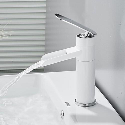Basin Faucets Waterfall Bathroom Faucet Single handle Basin Mixer Tap Bath white hot and cold Faucet Brass Sink Water Crane taps
