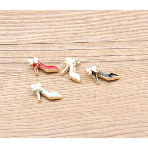 Alloy Small Colorful Enemal high heels DIY Charm Pendant for earring/bracelet/necklace 12x14mm 10pcs y1297