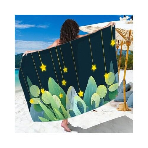 Multifunction Microfiber Beach Towel Fashion Leaf Printed Quick Drying Surf Swimming Sport Bath Towels Pool Lounger Chair Cover