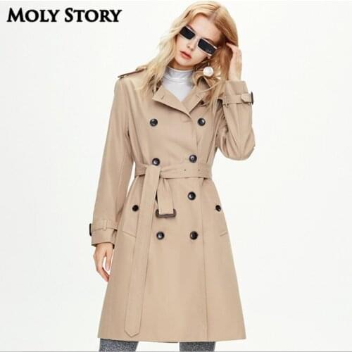 Fashion New 2020 Autumn Trench Coat for Women Plus Size Cotton Coat Long Women Coats Grey/Khaki