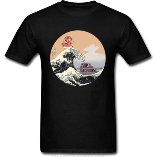 On The Cliff By The Sea T-shirt Ponyo On The Cliff T Shirt Men Tshirt Anime Tops Clothing Cartoon Tees Novelty