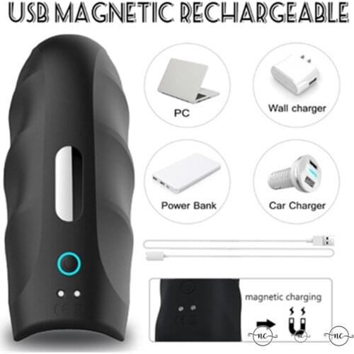 Male Masturbator Vibrator USB Automatic Oral Penis Delay Trainer Climax Sex Glans Stimulate Massager Sex Toys for Men sex shop