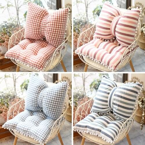Bow Cushion For Chair Home Decor Pink Grey Cartoon Tufted Cushion Seat Back Cushion Students children girls office Chair Cushion
