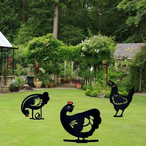 Hollow Wrought Metal Rooster Black White Chicken Gardens Farm Yard Decor Cockerel Home Ornaments