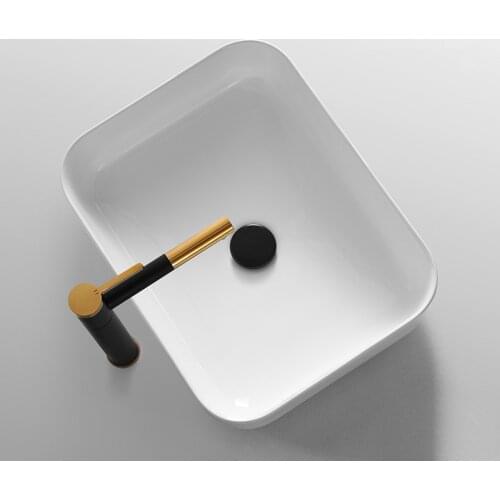 Bathroom Sink Ceramic White Square Wash Basin Countertop Sinks Nordic Ceramic Washbasin Art Basin Shampoo Bowl With Faucet