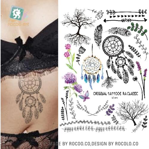 Rocooart LC874 Flash Tattoo Flower Fake Tattoo For Body Art Multi Style Tatoo Sticker Arms Temporary Tattoo Sticker For Women