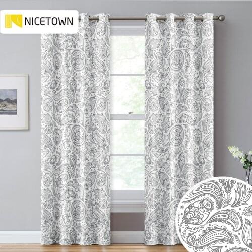 NICETOWN 1PC Paisley Floral Boho Style Printed Blackout Curtain Window Curtain Living Room Bedroom Office Decoration Modern