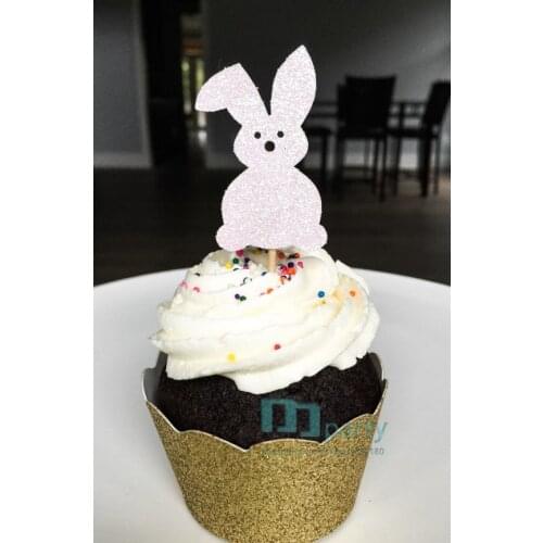 Rabbit Cupcake Toppers Baby Shower Toppers Gender Reveal First Birthday Decorations Farm Animal Party Spring Decor Easter