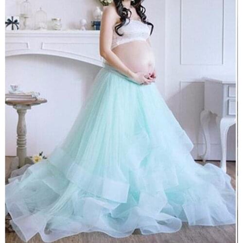 Maternity Shoot Long Skirt Tulle Rare Blue Boho Skirts Puffy Maxi Skirt Women Tiered Custom Made faldas