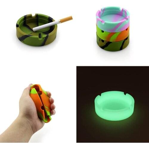1PC Silicone Soft Round Ashtray Ash Tray Holder Luminous Portable Anti-scalding Cigarette Holder Eco-Friendly Smoking Accessorie