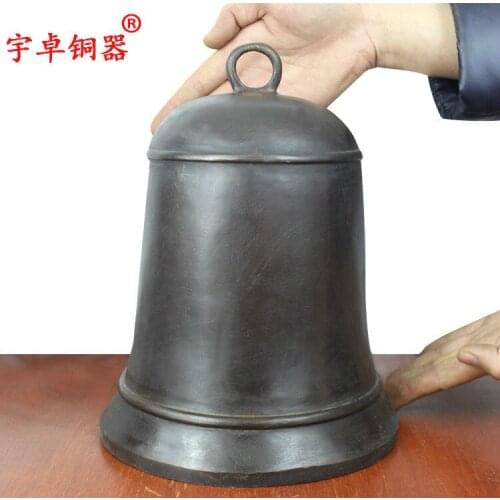 10'' China Copper Bell Warning Clock Bronze Statue