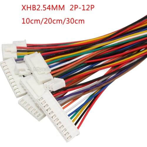 10PCS XHB2.54mm terminal wire with lock, pitch 2.54mm, 26AWG 10cm/20cm/30cm color plug electronic cable single head double head