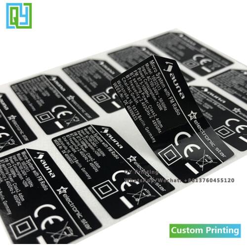1000pcs 19x39mm free shipping white PP sticker black printing customized label waterproof label adhesive