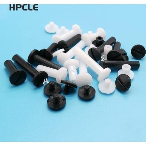 20pcs 5.5mm *L Nylon POM White or Black Book Screw Plastic Account Book Screws Male Female Docking Nut Binding Snap Rivet Screws