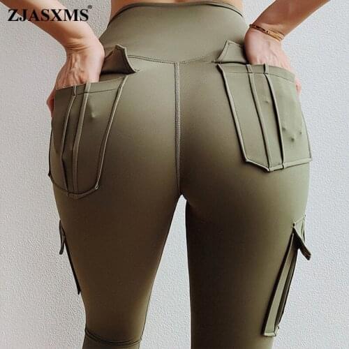 2021 Gym Jogging Running Shorts Yoga Cargo Pocket Shorts Women High Waist Lifting Push Up Tight Sports Fitness Yoga Short Pants